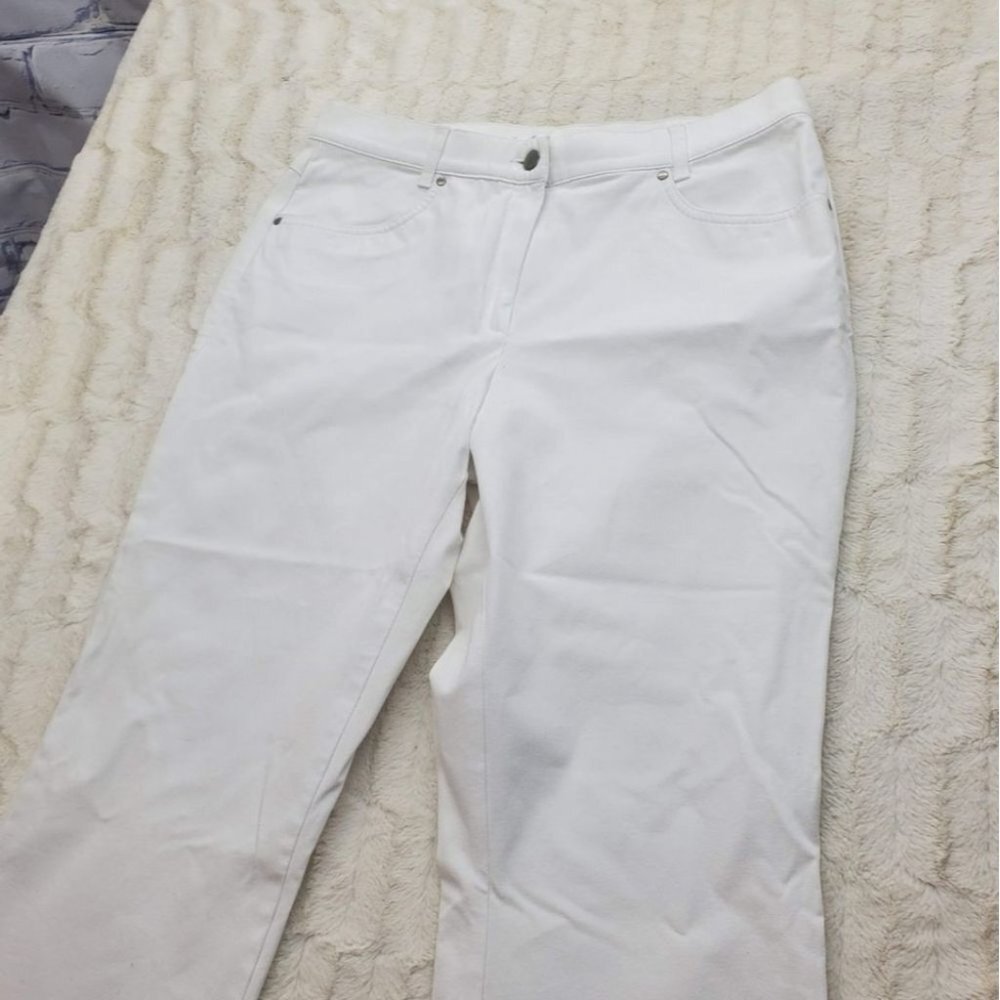 Gollehaug Women's Jeans Wide Leg White Stretch White Cotton Size 44  32x26
